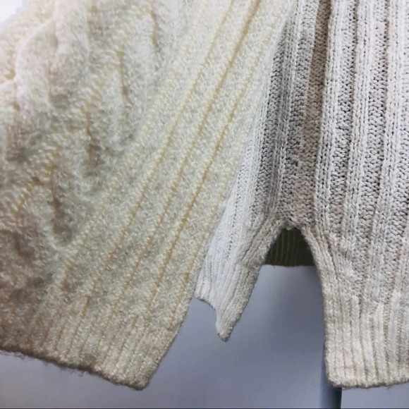 NWT BP Nordstrom XS Oversized V Neck Cable Tunic Sweater Tunic Pullover Cream - Picture 3 of 7